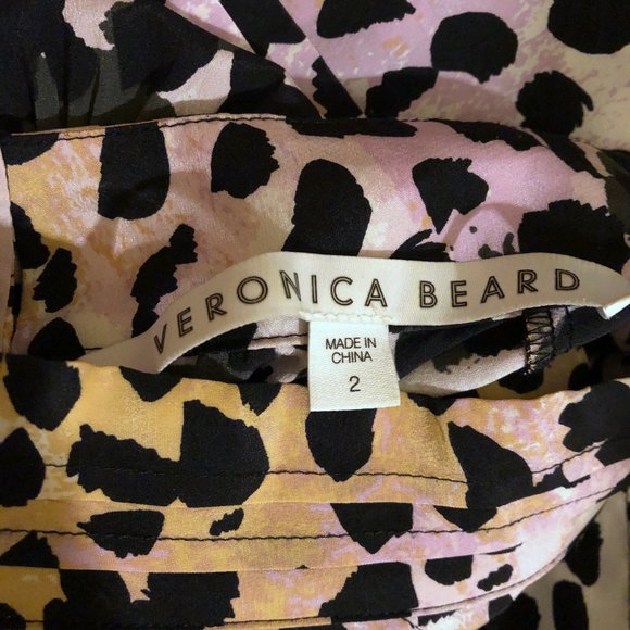 Veronica Beard Lety pastel leopard print silk blend Crepe De Chine Top - Picture 9 of 9